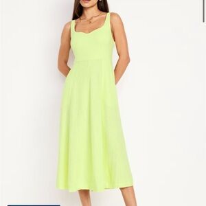 BRAND NEW W TAGS Old Navy Fit & Flare Sleeveless Midi Dress lime color